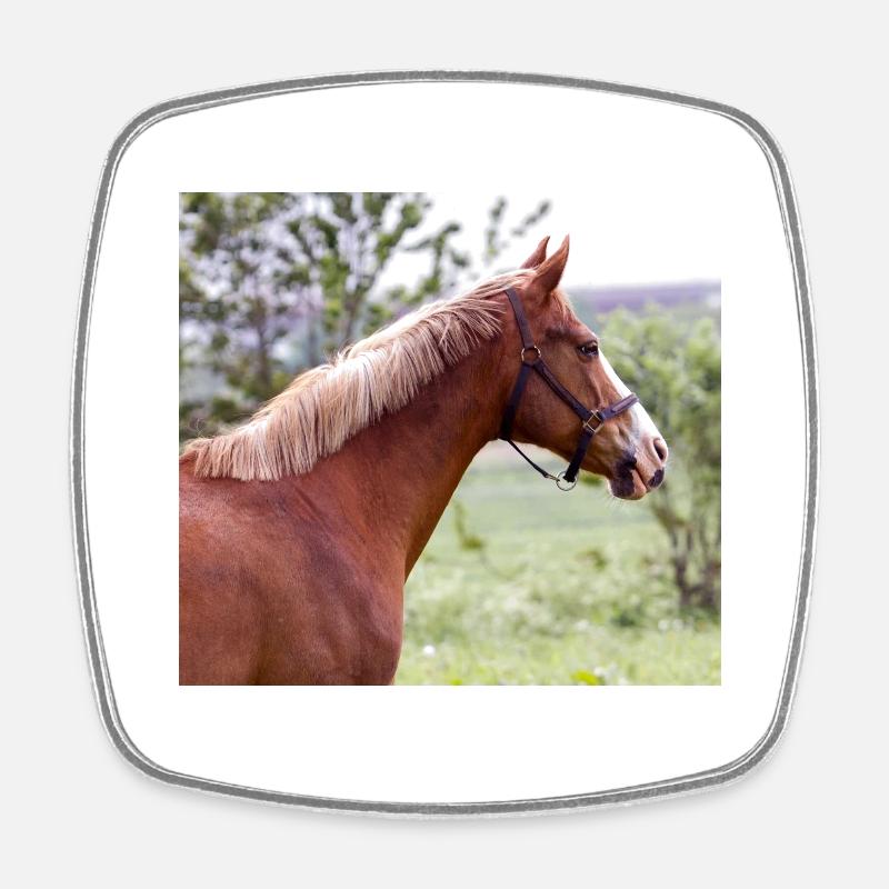 Cheval. Cheval. - Magnet carré - blanc