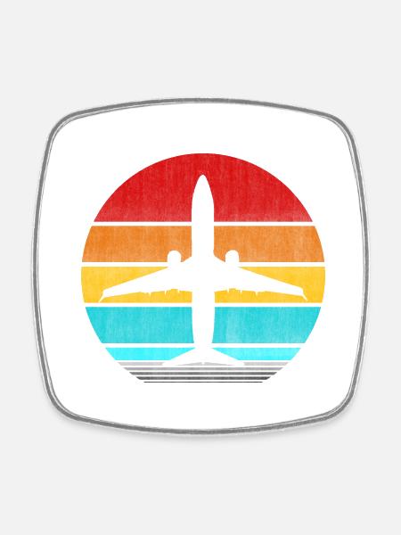 airplane - Square fridge magnet - white
