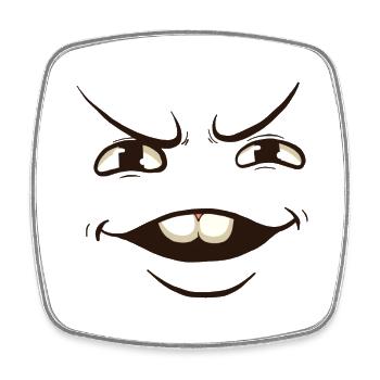 Dessin animé drôle de visage - Magnet carré - blanc - Devant
