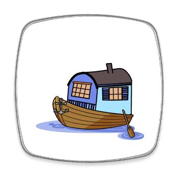 Schiff Ahoi Haus Boot Ruderboot Paddelboot Segler - Viereckiger Kühlschrankmagnet - Weiß - Vorne
