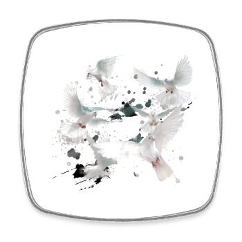 pigeons,sourds,oiseaux,troupeaux d’oiseaux,blancs,graffitis - Magnet carré - blanc - Devant