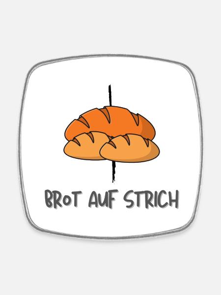 Brotaufstrich oder Brot auf Strich - Viereckiger Kühlschrankmagnet - Weiß
