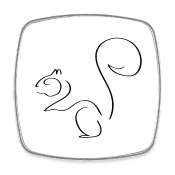 Squirrel Line Art - Minimalist - Square fridge magnet - white - Front