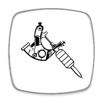 Machine à tatouer - Magnet carré - blanc - Devant