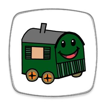 Happy Bauwagen Hütte Haus Garten Haus Natur - Viereckiger Kühlschrankmagnet - Weiß - Vorne