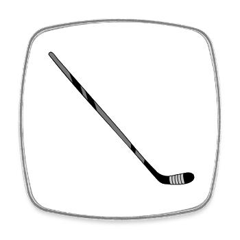 Bâton Hockey sur glace - Magnet carré - blanc - Devant