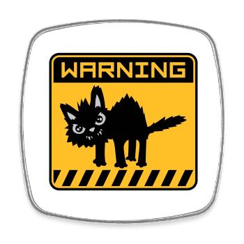 Warnung gefährliche Katze - Viereckiger Kühlschrankmagnet - Weiß - Vorne