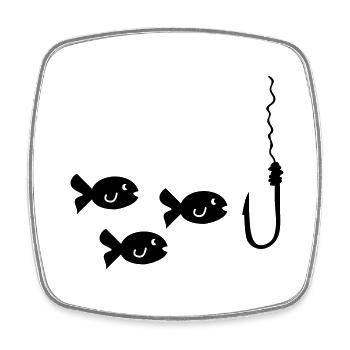 Pêche au poisson - Magnet carré - blanc - Devant
