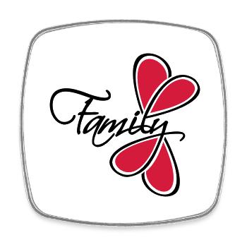 Lettrage Heart Family - Magnet carré - blanc - Devant