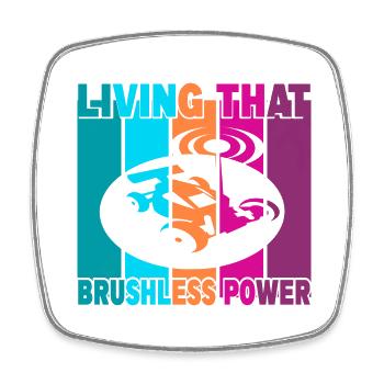 Living That Brushless Power - Viereckiger Kühlschrankmagnet - Weiß - Vorne