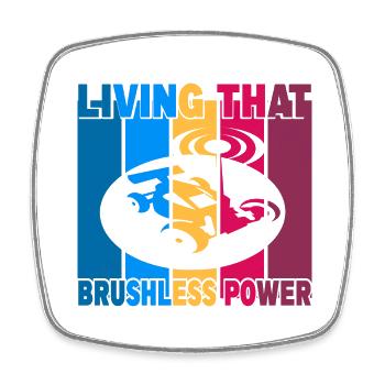 Living That Brushless Power - Viereckiger Kühlschrankmagnet - Weiß - Vorne