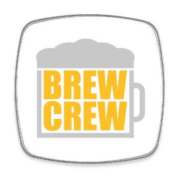 Verre de bière disant Brew Crew - Magnet carré - blanc - Devant