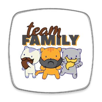 team family cat beard work colleagues big cat - Square fridge magnet - white - Front