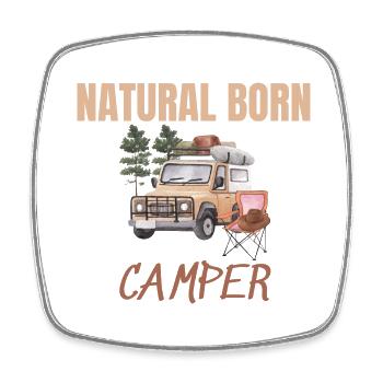 Natural born camper T-Shirt - Square fridge magnet - white - Front