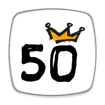 50th birthday Krone - Square fridge magnet - white - Front