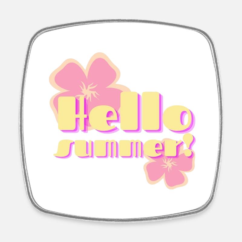 HELLO Summer! - Square fridge magnet - white