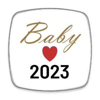 Schwangerschaft und Baby 2023 - Viereckiger Kühlschrankmagnet - Weiß - Vorne