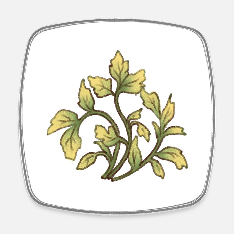 Leafy Plant 4 - Square fridge magnet - white