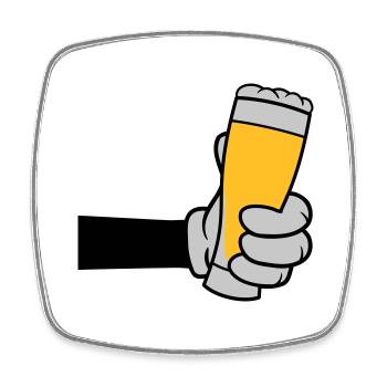 Bierglas anstoßen Comic Hand - Viereckiger Kühlschrankmagnet - Weiß - Vorne