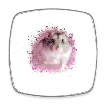zwerghamster,hamster,weiss,graffiti,malerei,rosa - Viereckiger Kühlschrankmagnet - Weiß - Vorne
