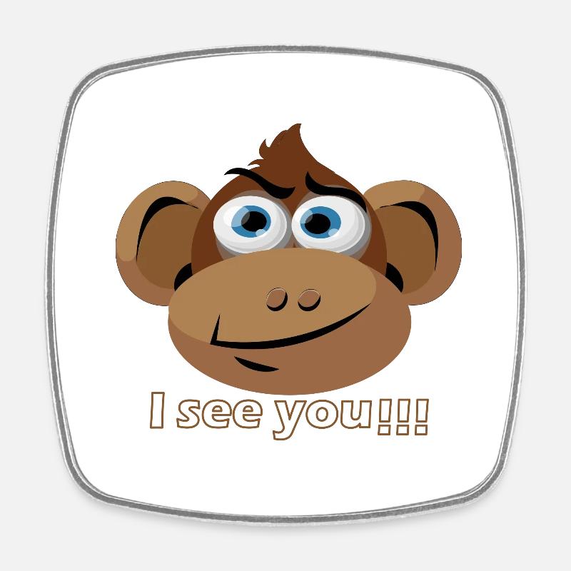 Monkey who says, I see you! - Square fridge magnet - white