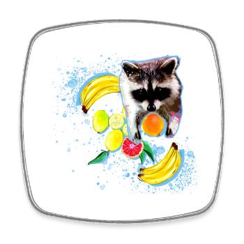 raton laveur, ours, graffiti, peinture, menthe, fruit - Magnet carré - blanc - Devant