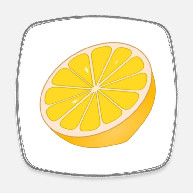 Citron - Magnet carré - blanc