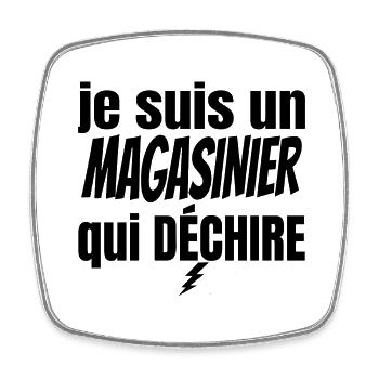 magasinier qui déchire - Magnet carré - blanc - Devant