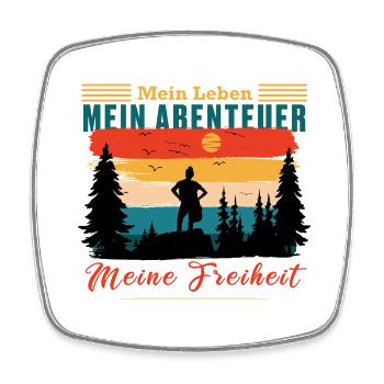 Mein Leben, mein Abenteuer, meine Freiheit - Viereckiger Kühlschrankmagnet - Weiß - Vorne