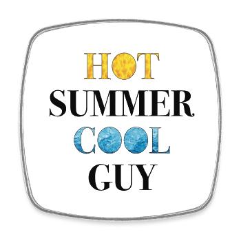 Chaud été cool gars feu et glace - Magnet carré - blanc - Devant