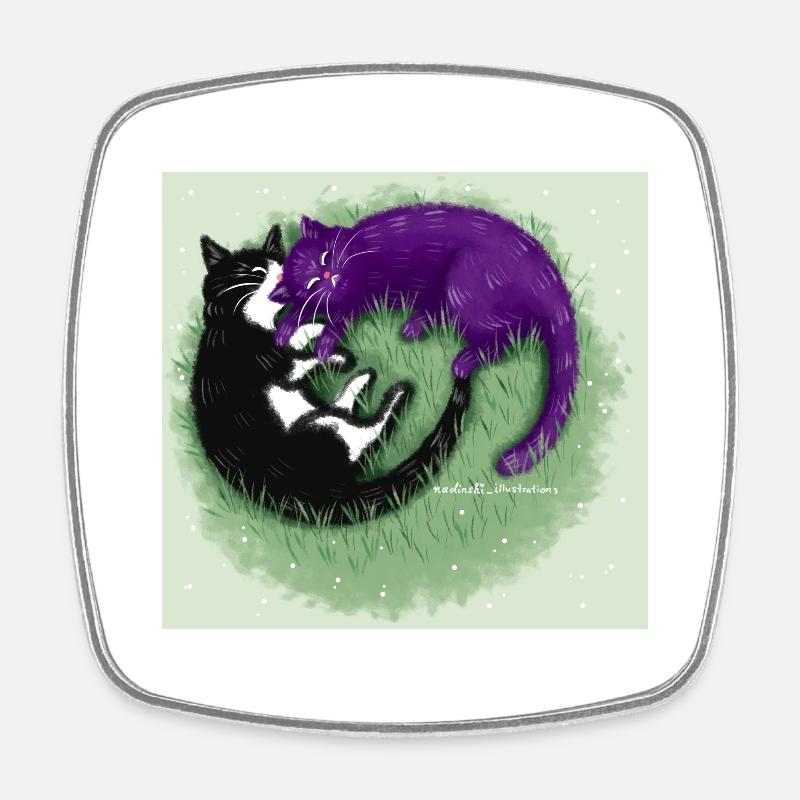 Ying Yang Chats - Magnet carré - blanc