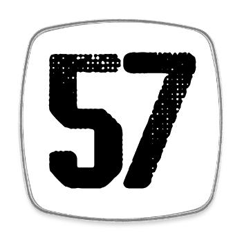 57 number jersey - Square fridge magnet - white - Front