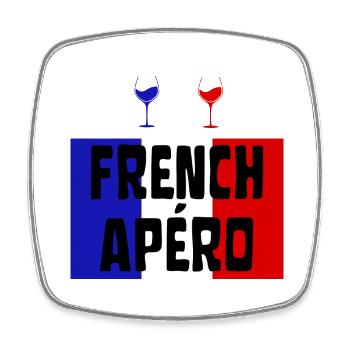 FRENCH APÉRO Vin Français bleu blanc et rouge - Magnet carré - blanc - Devant