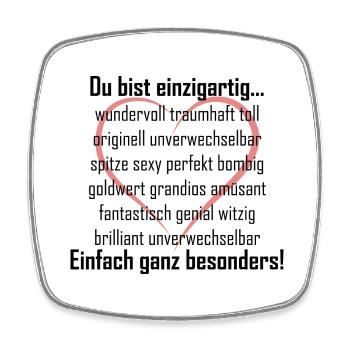 Du bist einzigartig mit Herz - Viereckiger Kühlschrankmagnet - Weiß - Vorne