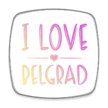 I Love Belgrad - Viereckiger Kühlschrankmagnet - Weiß - Vorne