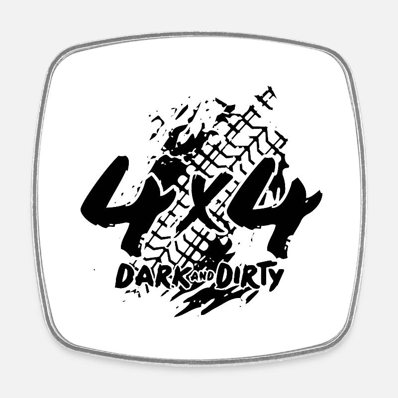 Logo 4x4 - Dark & Dirty - Magnet carré - blanc