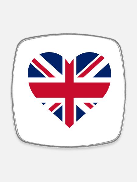 Großbritannien Herz - Viereckiger Kühlschrankmagnet - Weiß