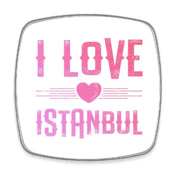I Love Istanbul - Viereckiger Kühlschrankmagnet - Weiß - Vorne