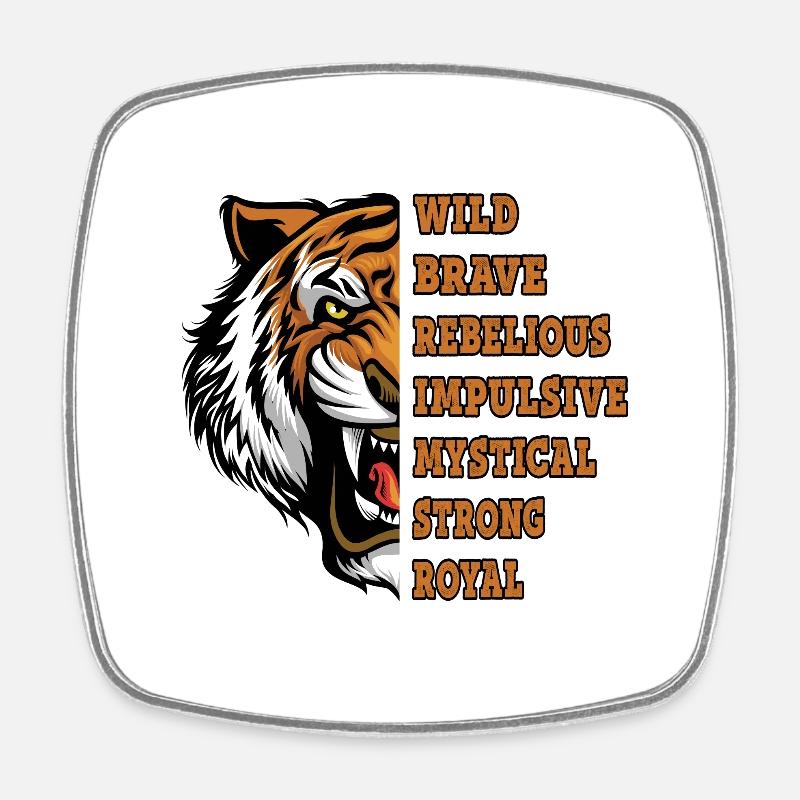 Tiger Animal Predator Wild Brave Rebellious Strong - Square fridge magnet - white