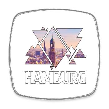 Hambourg Allemagne city skyline home love - Magnet carré - blanc - Devant