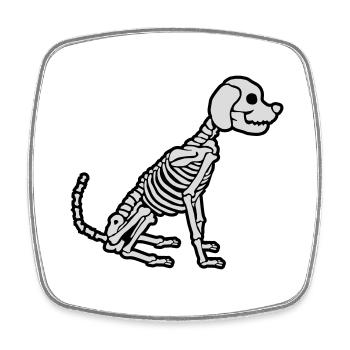 Conception de chien squelette d’Halloween - Magnet carré - blanc - Devant