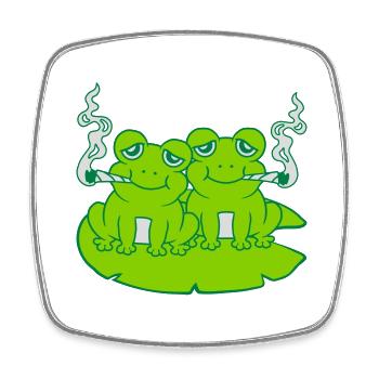 2 Kiffer Freunde Frösche - Viereckiger Kühlschrankmagnet - Weiß - Vorne