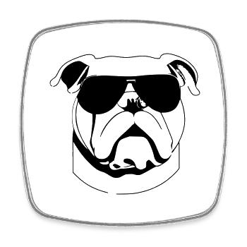 Chiens bouledogues avec lunettes de soleil vecteur cool - Magnet carré - blanc - Devant