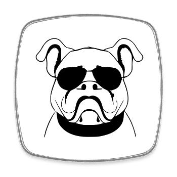 Chiens bouledogues avec lunettes de soleil vecteur cool - Magnet carré - blanc - Devant
