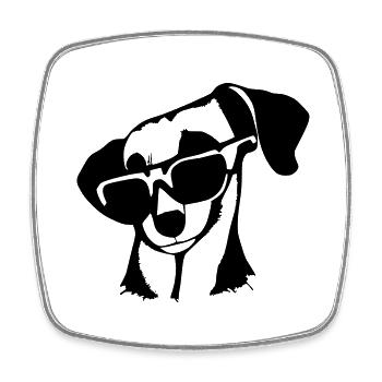 Dachshund Dog Dogs Sunglasses Cool Vector 8 - Square fridge magnet - white - Front