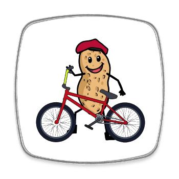 Peanut Bicycle Cyclist Children Child Wheel - Square fridge magnet - white - Front