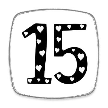 15 Geburtstag mit Herz - Viereckiger Kühlschrankmagnet - Weiß - Vorne