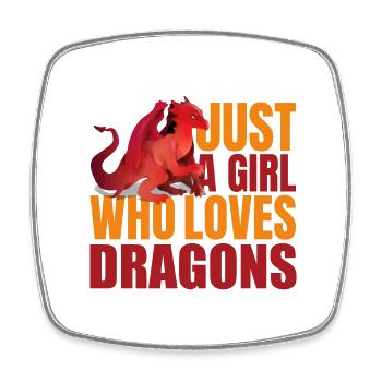JUST A GIRL WHO LOVES DRAGONS - Square fridge magnet - white - Front