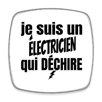 électricien qui déchire - Magnet carré - blanc - Devant