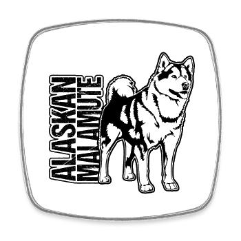 ALASKAN MALAMUTE Portrait Wilsign’s Sled Dog - Magnet carré - blanc - Devant